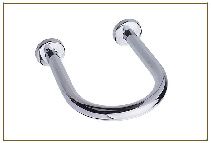Barra em "U" para lavatório BARRAS DE APOIO Linarte — Barra de apoio em formato de "U" em tubo cromado polido, com duas flanges circulares para fixação na pare…