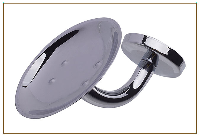 Saboneteira Parede Oval CLASSIC Linarte — Saboneteira de parede com prato oval côncavo cromado brilhante e braço curvo fixado por roseta redonda.