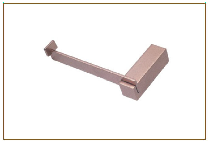 Papeleira Simples LOTUS Linarte — Papeleira simples de parede em linhas retas e angulares, acabamento rose gold acetinado, com base quadrada para fixação na pa…
