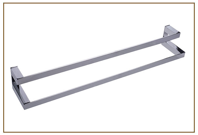 Toalheiro Duplo MATRIX Linarte — Toalheiro duplo com duas barras quadradas paralelas em metal cromado polido, de linhas retas e minimalistas.