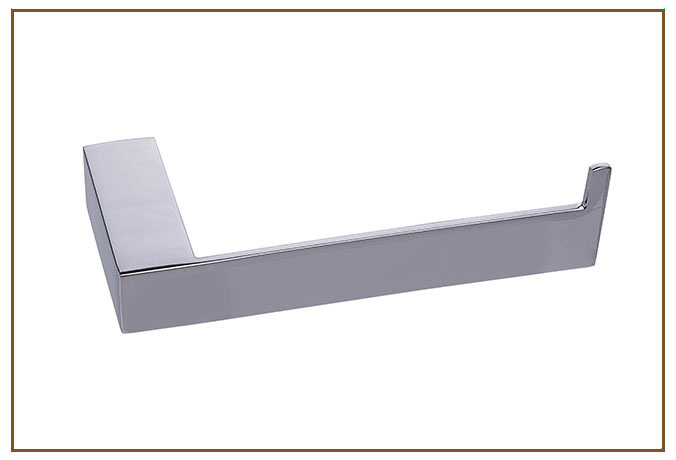 Papeleira Simples MATRIX Linarte — Papeleira simples de parede em metal cromado polido, com desenho retangular de linhas retas e braço aberto para encaixe do r…