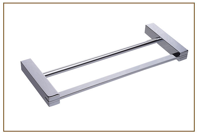 Toalheiro Duplo RELUX Linarte — Toalheiro duplo de parede em metal cromado brilhante, com duas barras retas paralelas (uma quadrada e uma redonda) fixadas em s…