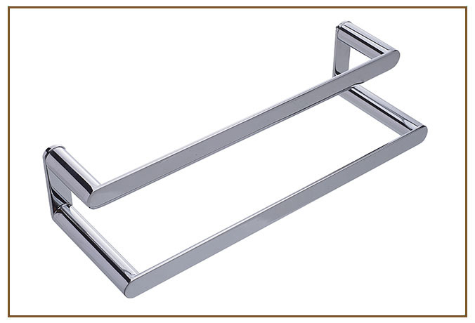 Toalheiro Duplo STATUS Linarte — Toalheiro duplo de parede com duas barras paralelas em metal cromado polido e suportes laterais triangulares.