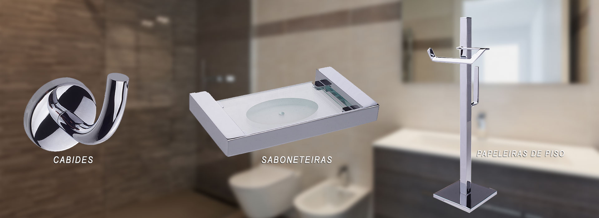 Acessórios de banheiro Linarte em acabamento metálico